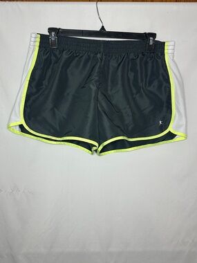 Danskin Charcoal Gray Athletic Shorts with White/Yellow Detail